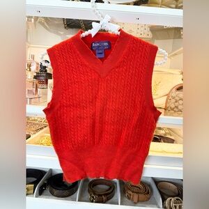 Ralph Lauren Collection Purple Label Red Cashmere Cableknit Vtg Sweater Vest S